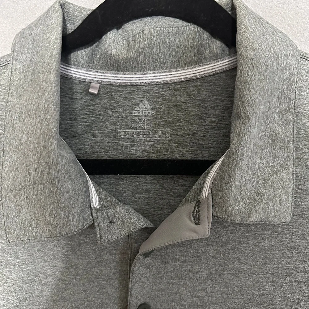 Adidas Mens XL‎ Grey Heather Short Sleeve Golf Polo Shirt Athletic Performance